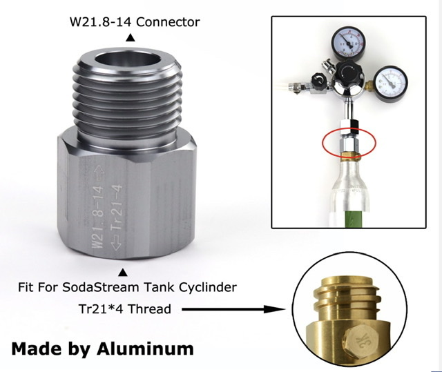 シルバー ミドボン用レギュレーターをソーダストリーム ドリンクメイトのガスシリンダーに接続するための変換アダプターの画像3