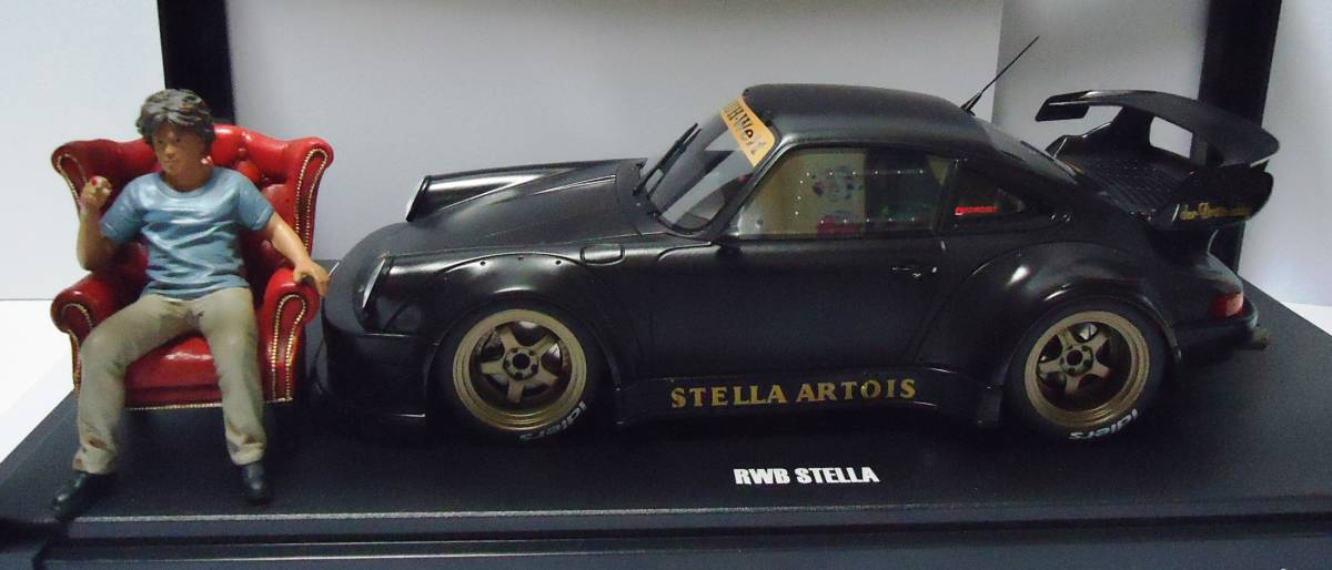 ★中井啓 チェア・フィギュア付★GTスピリット 1/18 RWB Stella 2008 ブラック ポルシェ_画像2