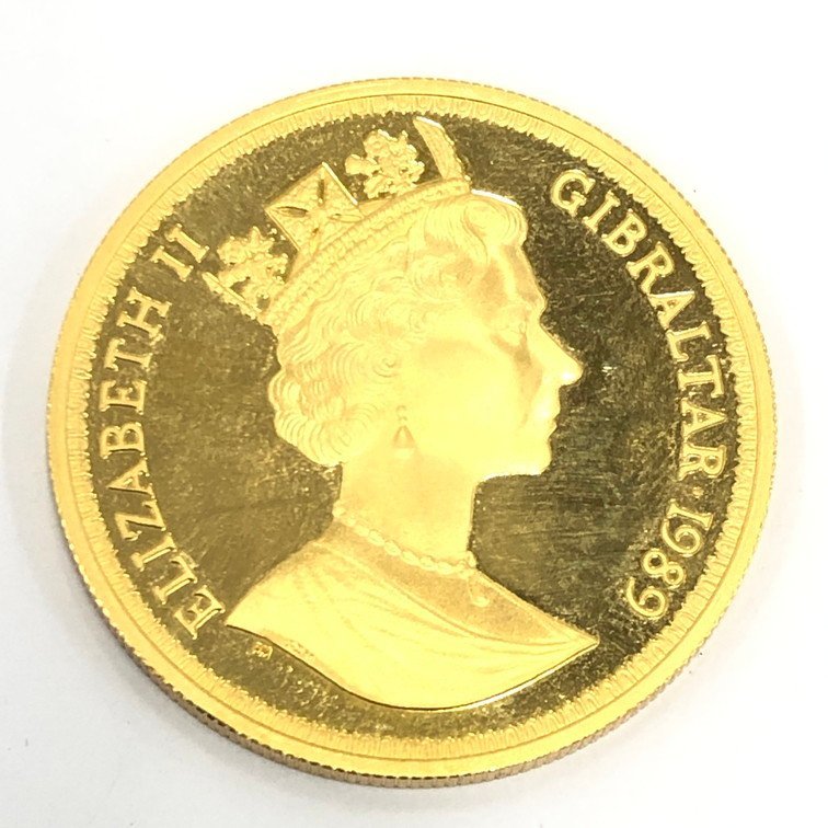 K22　ジブラルタル　ウナとライオン金貨　1989　総重量40.0g【BKBC6055】_画像2