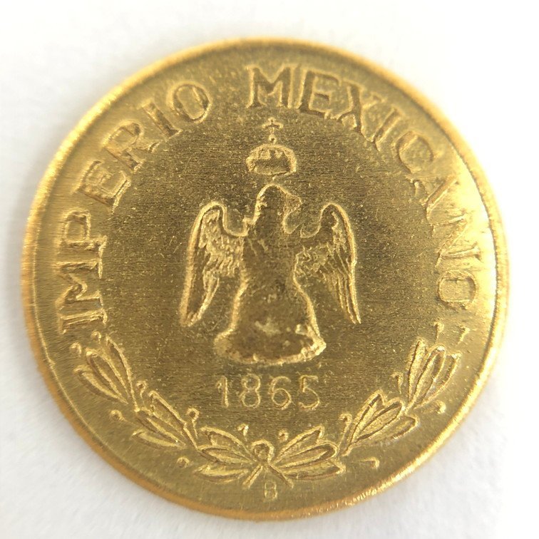K21.6　メキシコ　イダルゴ金貨　1ペソ　1865　総重量0.4g【BKBD6067】_画像1