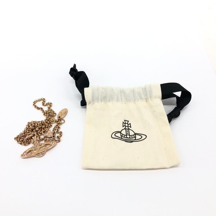 Vivienne Westwood ヴィヴィアンウエストウッド オーブ ラインストーン付き ネックレス 保存袋付き【BKBC0006】_画像8