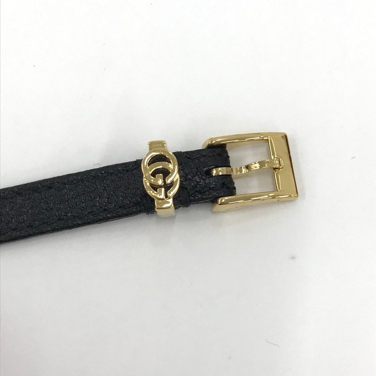 GUCCI グッチ ダブルG ブレスレット GP×革 ブラック×ゴールド S 箱付き【BLAD2048】_画像4