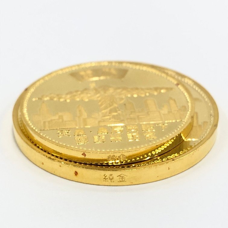 純金 1000刻印 天皇皇后両陛下御訪米記念コイン 2枚セット 総重量43.6g【BLAV6006】_画像8