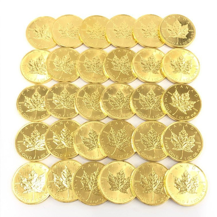 K24　金貨幣　カナダ　メイプルリーフ金貨　50ドル　1オンス　30点おまとめ　総重量935.4g【BLAVB003】_画像1