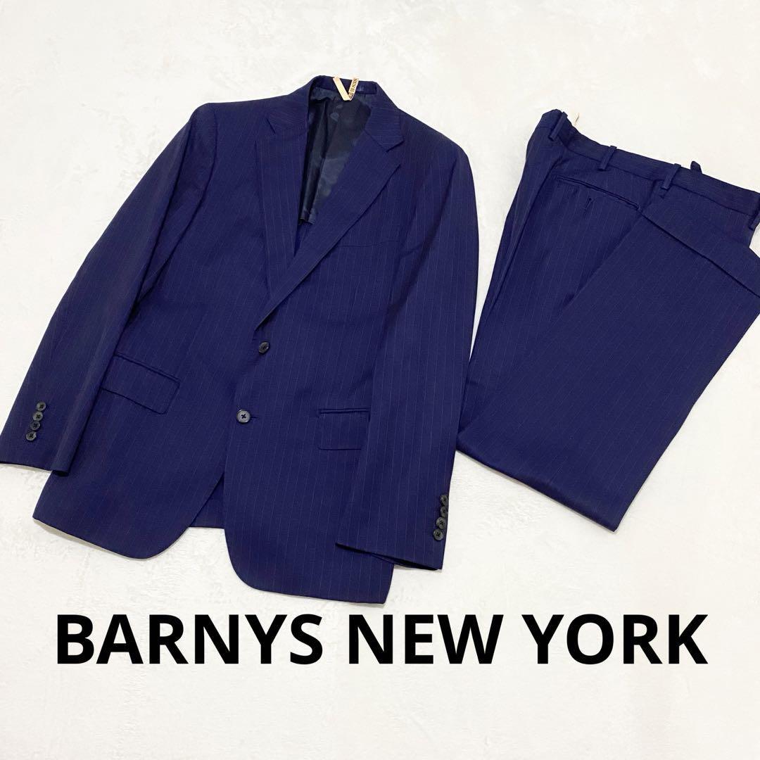 華麗 ネイビー カノニコ バーニーズニューヨーク York New 【美品】Barnys ピンストライプ セットアップ シングル 2ボタン スーツ メンズ XL 50 XLサイズ以上