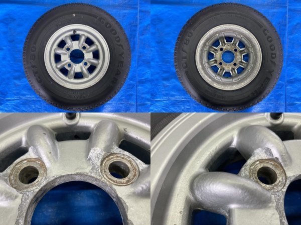 AH-131 旧車　ローバーミニ純正　10インチ　GOODYEAR　GT80　145SR10　タイヤホイールset　PCD101.6　4本　個人宅発送不可　送料無料_8　タイヤホイールＢの状態