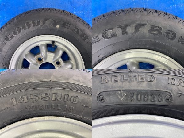 AH-131 旧車　ローバーミニ純正　10インチ　GOODYEAR　GT80　145SR10　タイヤホイールset　PCD101.6　4本　個人宅発送不可　送料無料_4　装着タイヤ　グッドイヤーＧＴ８０