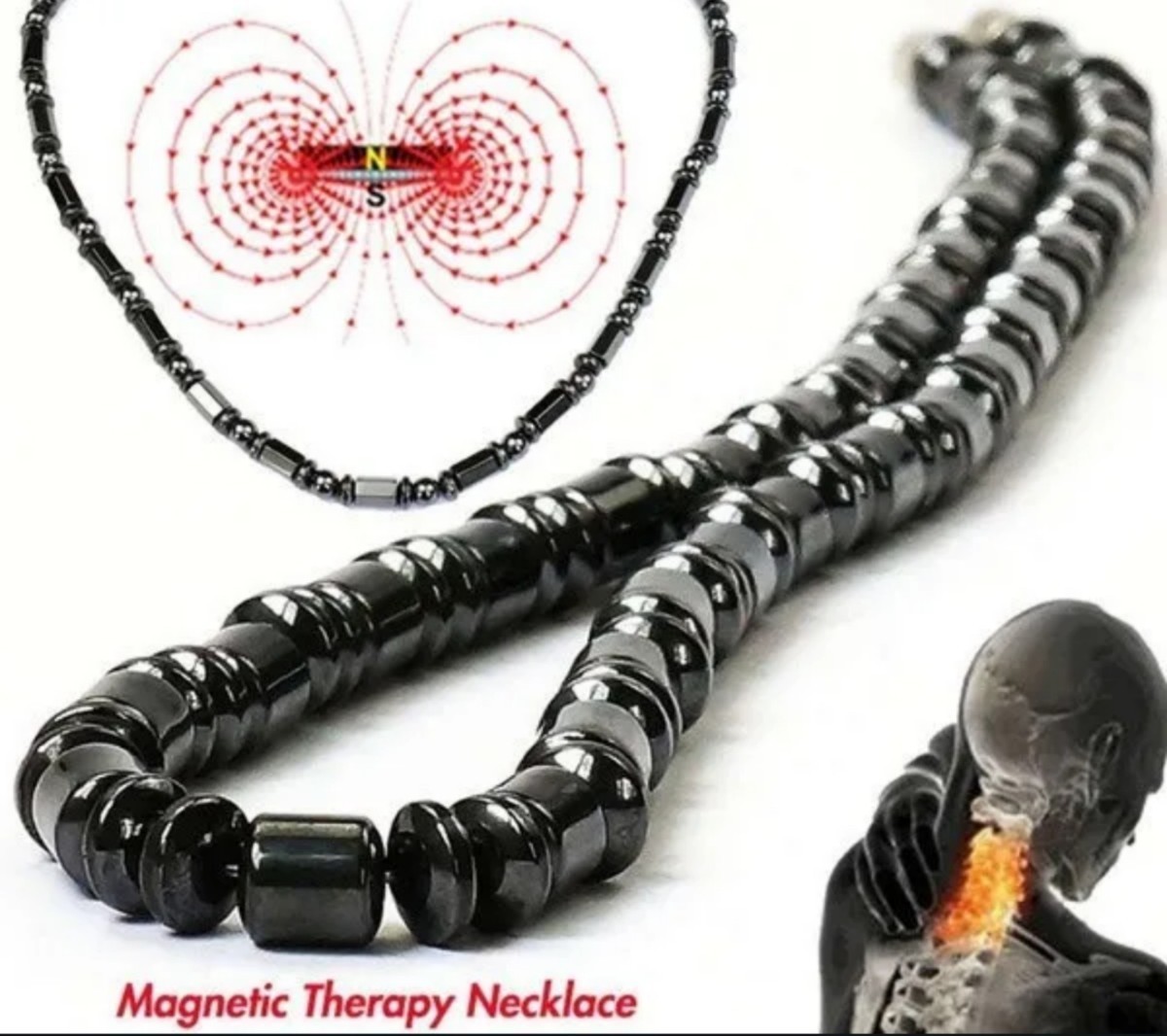 ヘマタイト強力磁気ネックレス:ヘルスケア、プレゼントに如何ですか！長さ46cm材質:ヘマタイト消化器系、！！ 磁気ネックレス、_画像1
