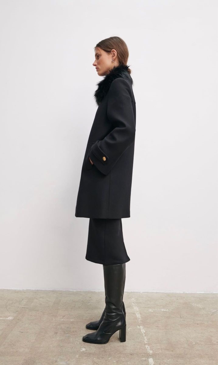 新品】ZARA ウールコート M フェイクファーカラージャケット 新品】ZARA ウールコート M フェイクファーカラージャケット