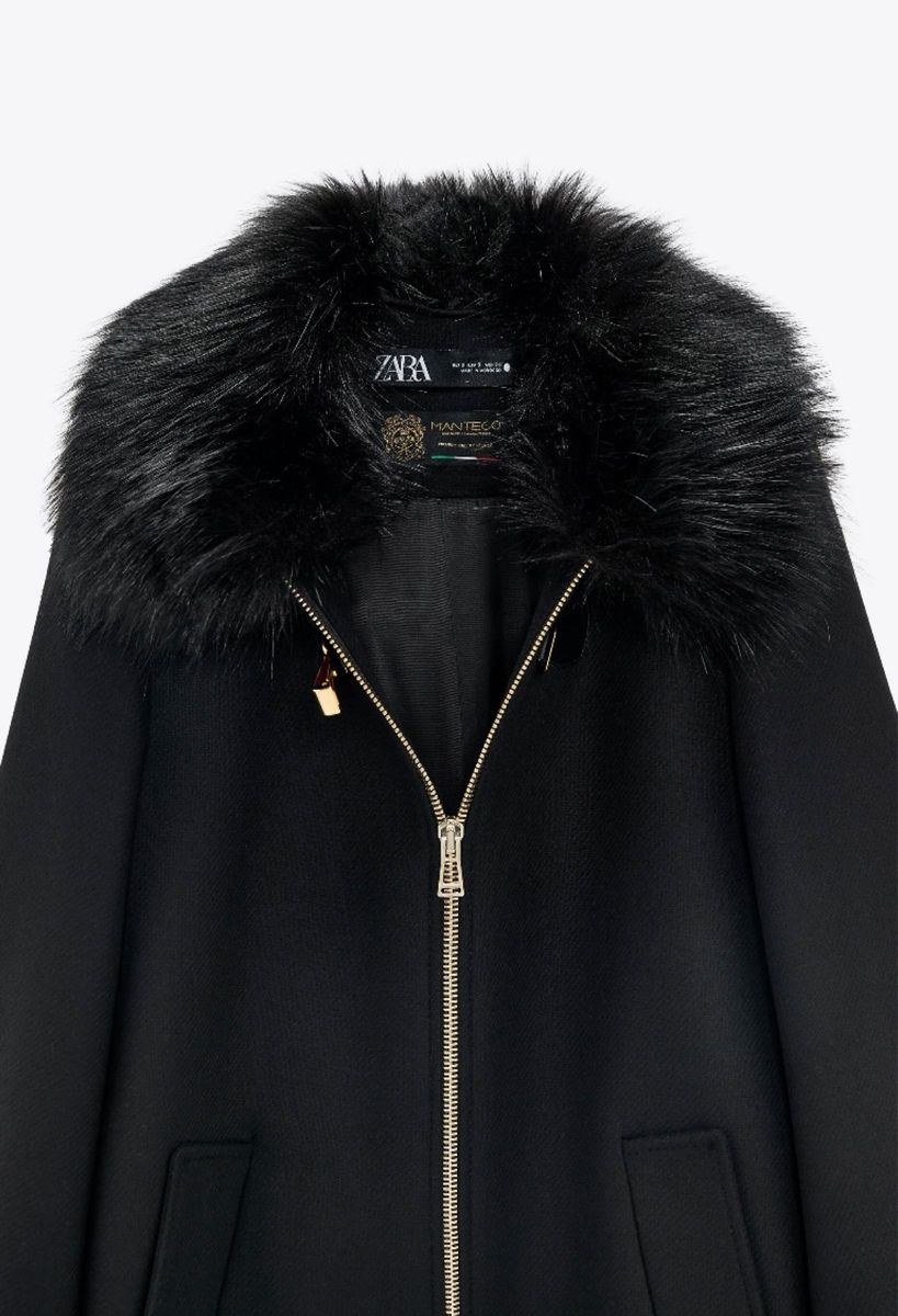新品】ZARA ウールコート M フェイクファーカラージャケット 新品】ZARA ウールコート M フェイクファーカラージャケット