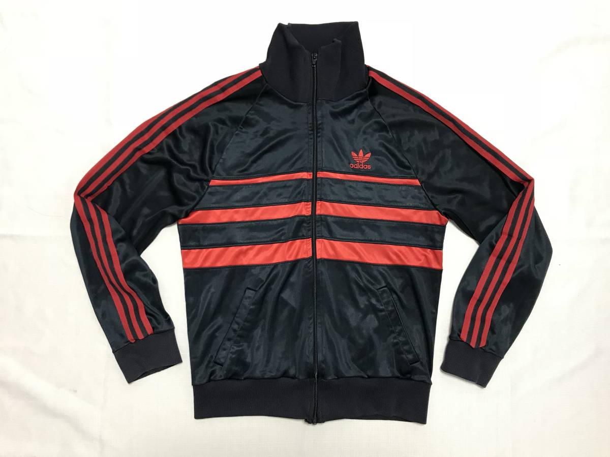 rare 80s Vintage adidas USA made black red to ref . il Logo jersey M black  80 period Adidas three leaf truck top jacket old clothes : Real Yahoo  auction salling