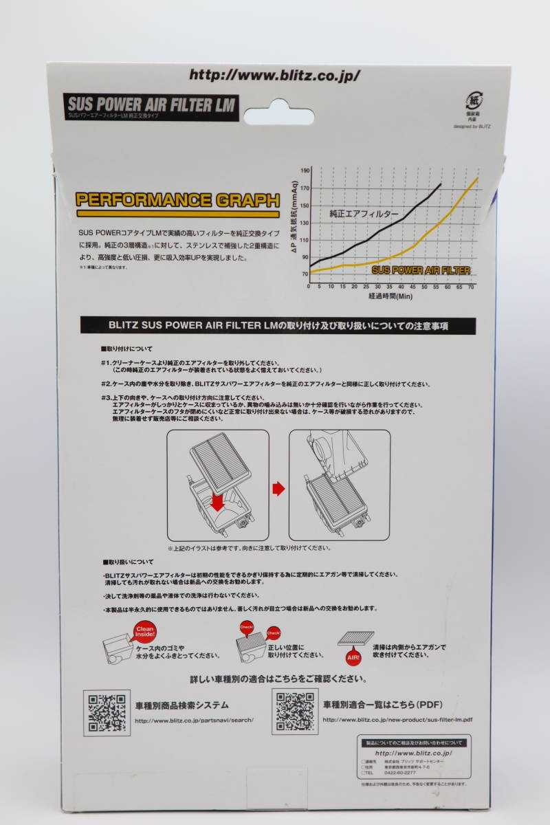 未使用 BLITZ(ブリッツ) SUS POWER AIR FILTER LM(サスパワーエアフィルターLM) 純正交換タイプ マツダ用 SA-16B 59577 管理1002_画像3