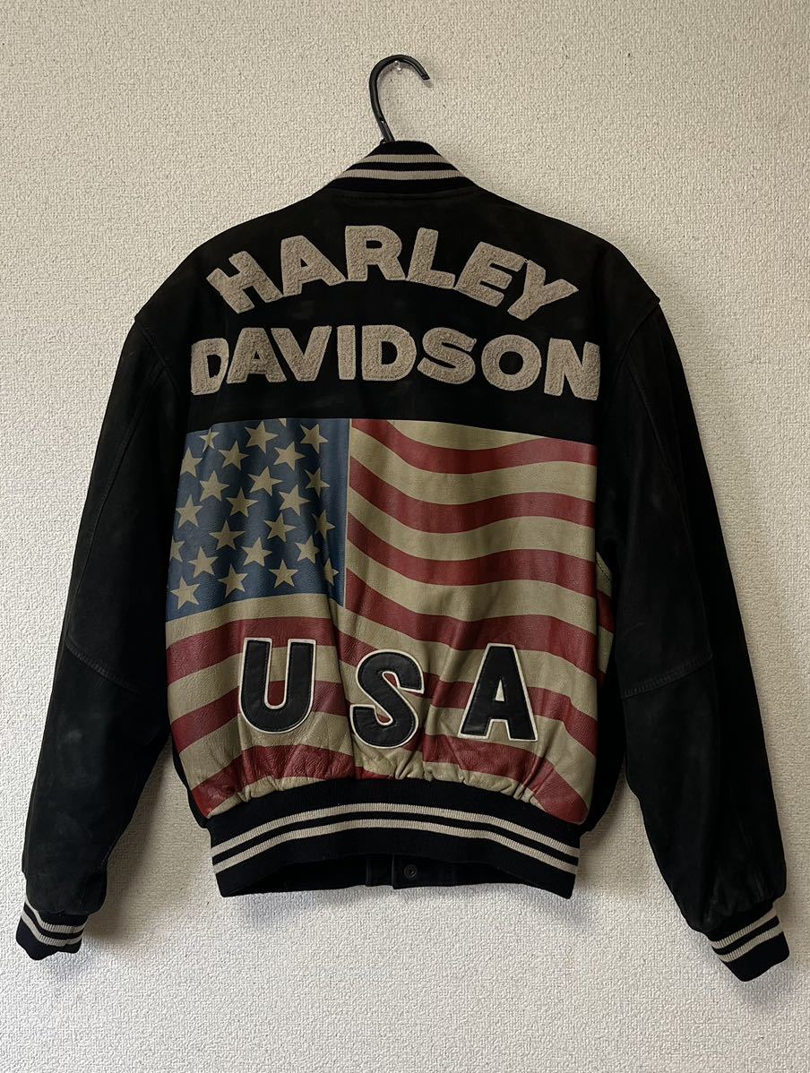 HARLEY DAVIDSON ハーレーダビッドソン ジャケット 黒 Mサイズ USA スタジャン ライダース レザージャケット 皮ジャン 革ジャン アメリカ_画像1