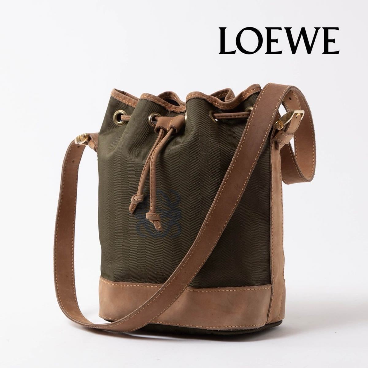 ★一スタ★LOEWE ロエベ ショルダーバッグ バルーンバッグ 肩がけ ベラスケス 巾着型PVC レザー ブラウン カーキ メンズ レディース _画像1