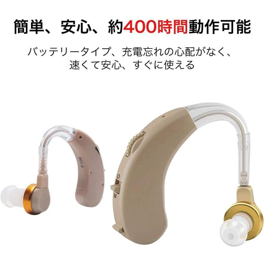 長時間 左右 両耳 用 耳かけ タイプ 集音器 高性能デジタル 難聴者