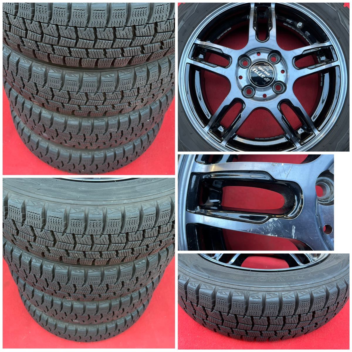 70%溝有。MONZA JP STYLE UNI FIVE SPECIAL 14インチ×4.5J +45 PCD100 4穴DUNLOP 155/65R14スタッドレスタイヤ付き4本。N-BOX N-WGN N-ONE_画像9