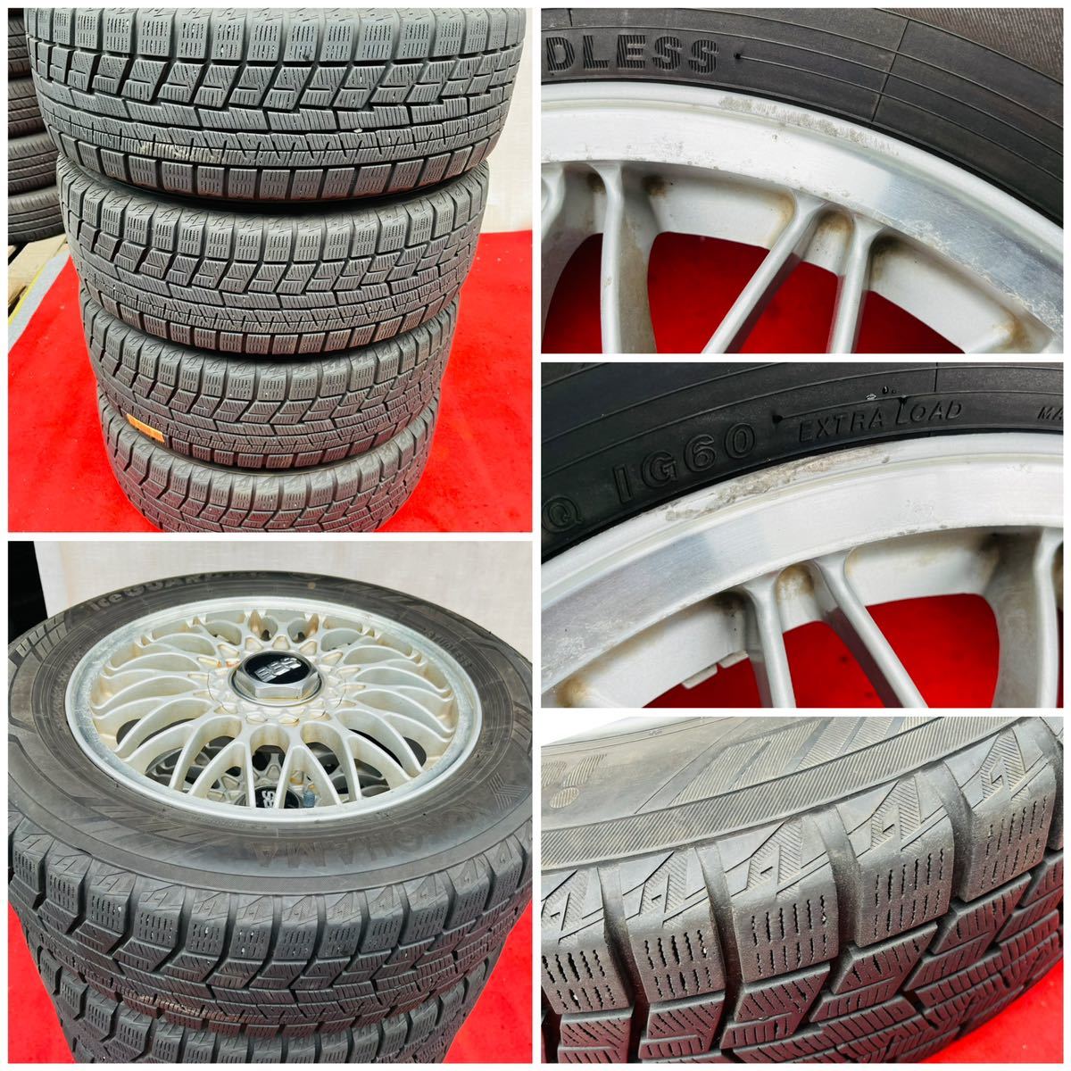 バリ溝。MITSUBISHI ミツビシ 純正 BBS RG162 ホイール 16インチ×6J＋46 PCD114.3 5穴ハブ67 YOKOHAMA 205/60R16スタッドレス4本。_画像10