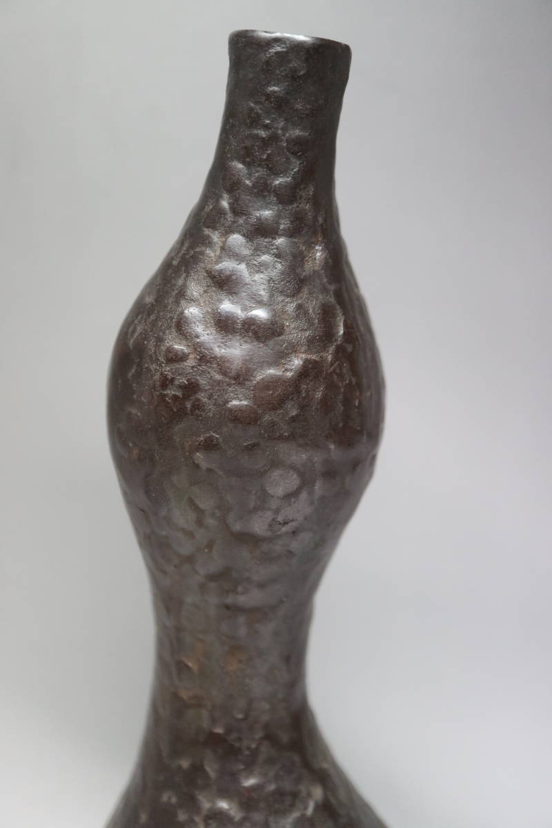 高岡銅器 蝋型鋳銅 瓢形花入 高24.5cm _画像2