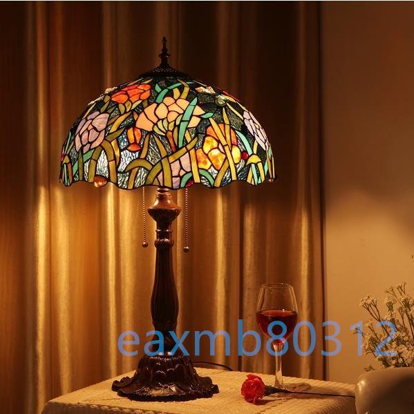 ◆芸術品◆ ステンドランプ ステンドグラス アンティーク花柄レトロな雰囲気がおしゃれ ティファニー 瑠璃デスクライト照明