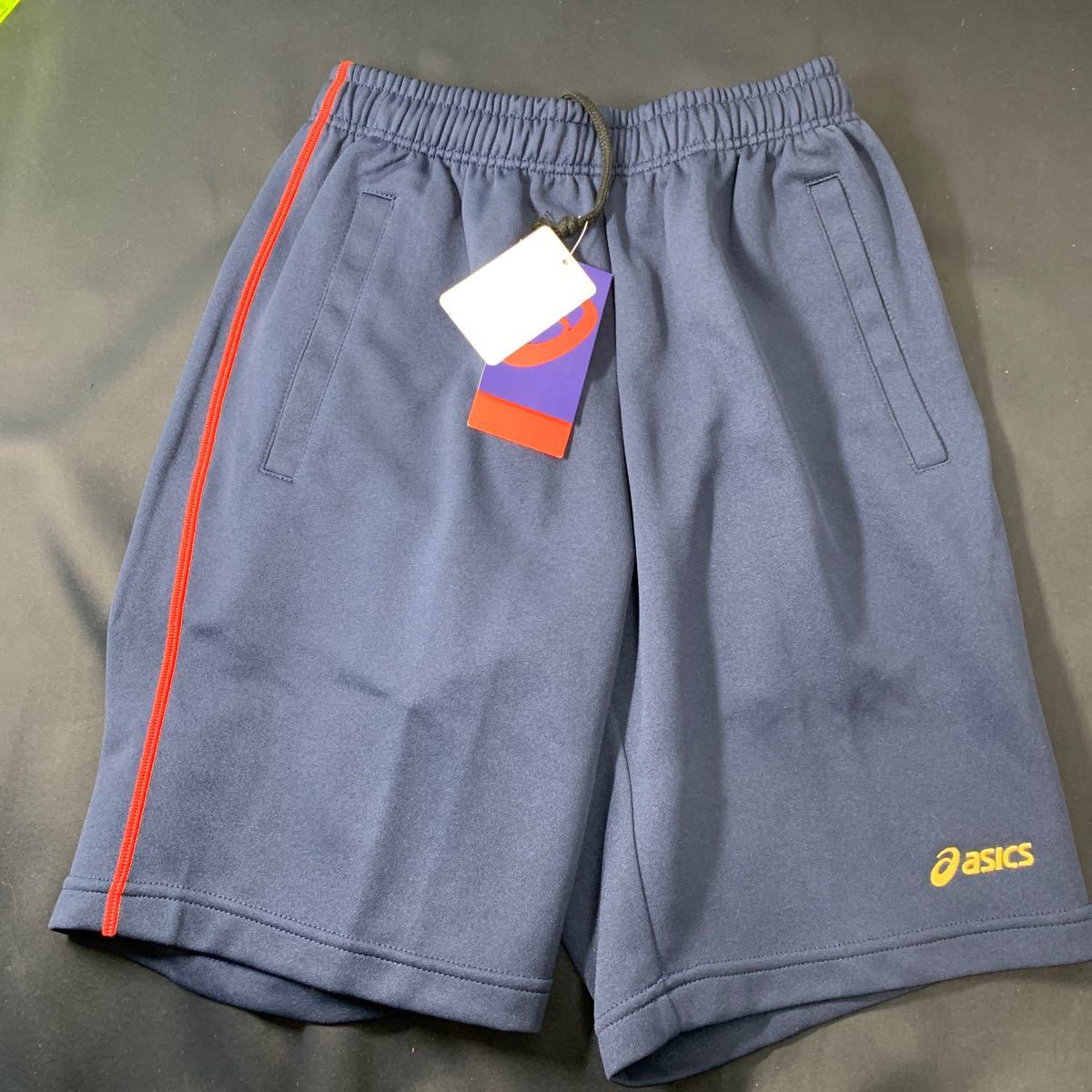 * Osaka Sakai city / receipt possible * unused asics Asics shorts no- navy blue × red waist 78 M size jersey AN-851 sport wear *
