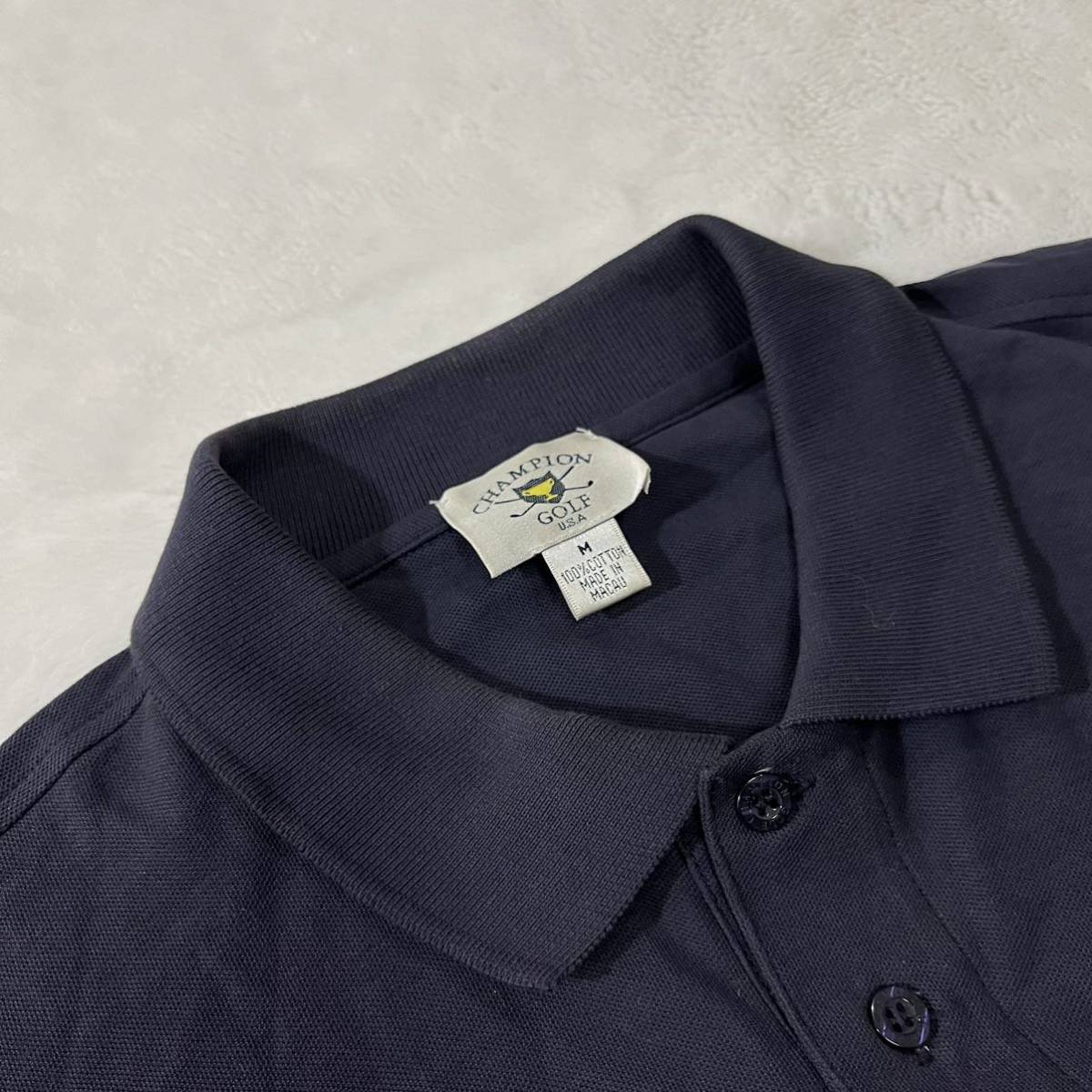 IK214 CHAMPION GOLF ポロシャツ 半袖 半袖ポロシャツ 古着 ロゴ US コットン100% USA メンズゴルフウェア トップス_画像5