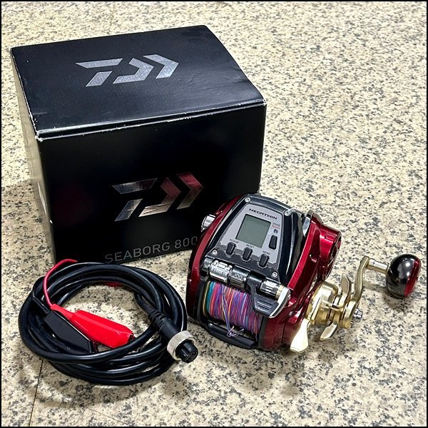 TS ダイワ/DAIWA 船用電動リール SEABORG 800MJ 35Km 11時間 通電・巻き取り確認済み 電源コード付属_画像7