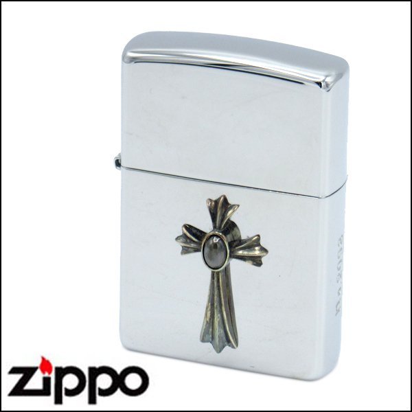 TS 未使用品 ZIPPO/ジッポー オイルライター スターリングシルバー クロス 2001年製 外箱付属_画像1