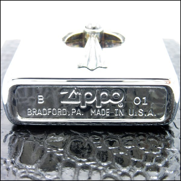 TS 未使用品 ZIPPO/ジッポー オイルライター スターリングシルバー クロス 2001年製 外箱付属_画像5