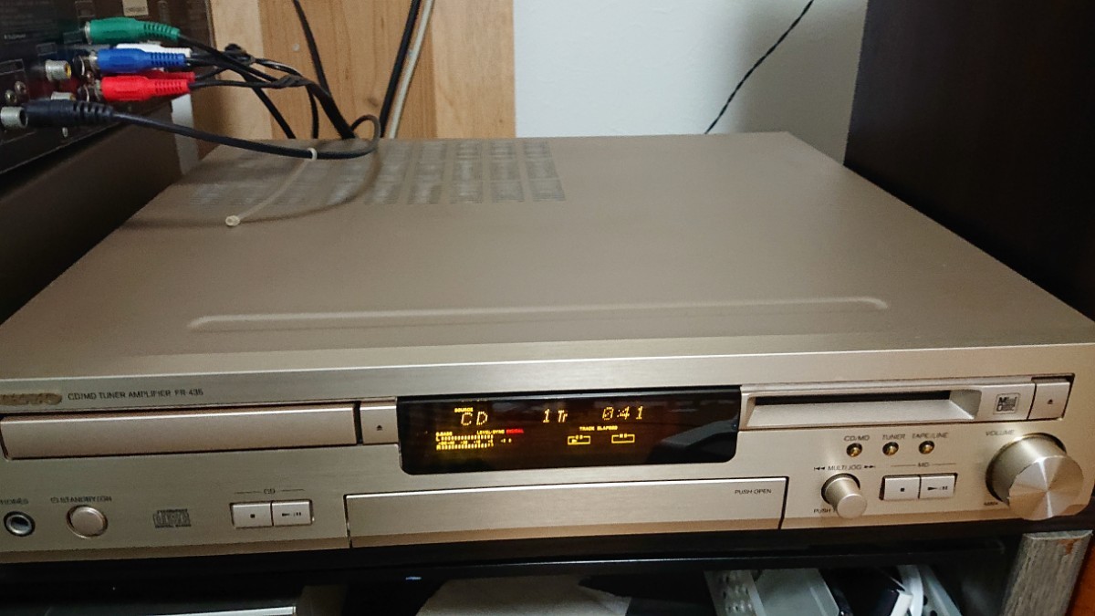 ONKYO FR-435 CD/MDコンポ CDピックアップレンズ新品交換済み リモコン付き ミニコンポ オンキョー フルサイズ_画像1