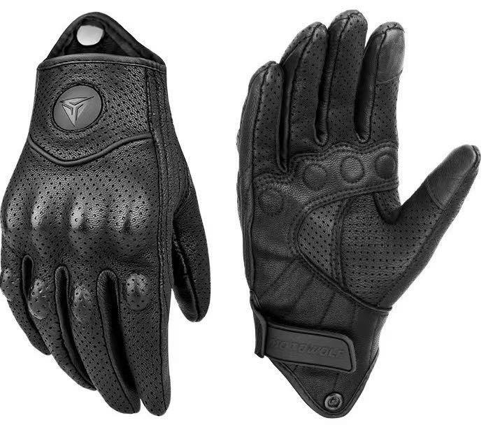 MOTOWOLF バイクグローブ サイクリンググローブ 革手袋 レザー 新品 ブラック メッシュ Lサイズ_画像2
