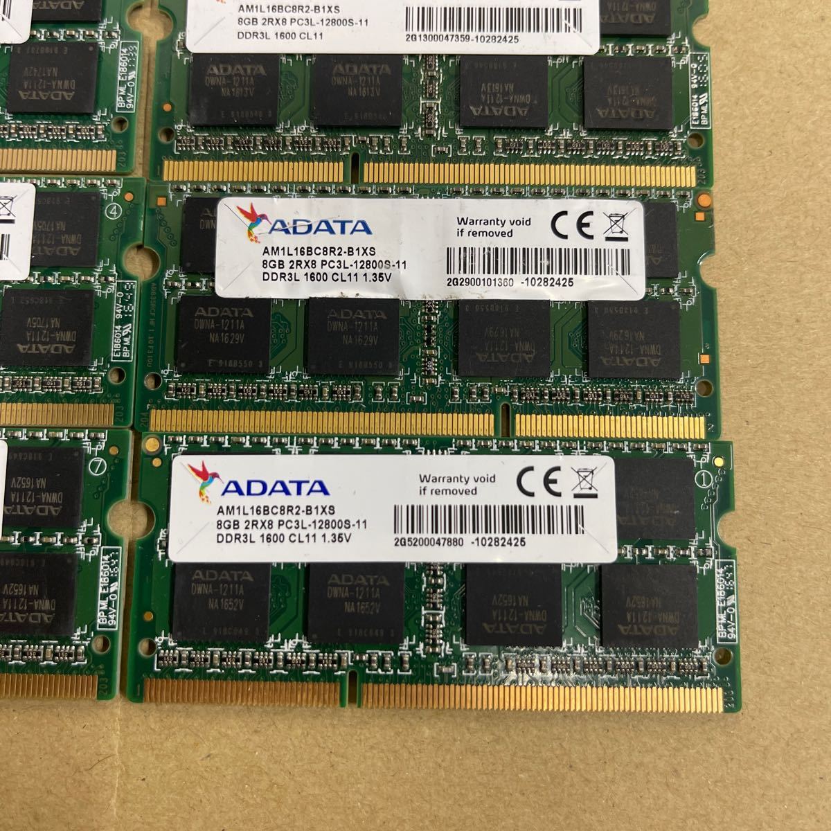 E64 ADATA ノートPCメモリー　8GB 2R×8 PC3L-12800S 8枚_画像5