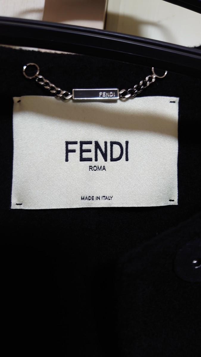 FENDI フォックスファー ポケット ケープコート ブラック 黒_画像8