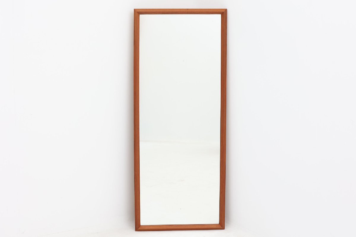 デンマーク製 チーク材ミラー 壁掛け/立掛け 高さ98cm 北欧ビンテージ家具