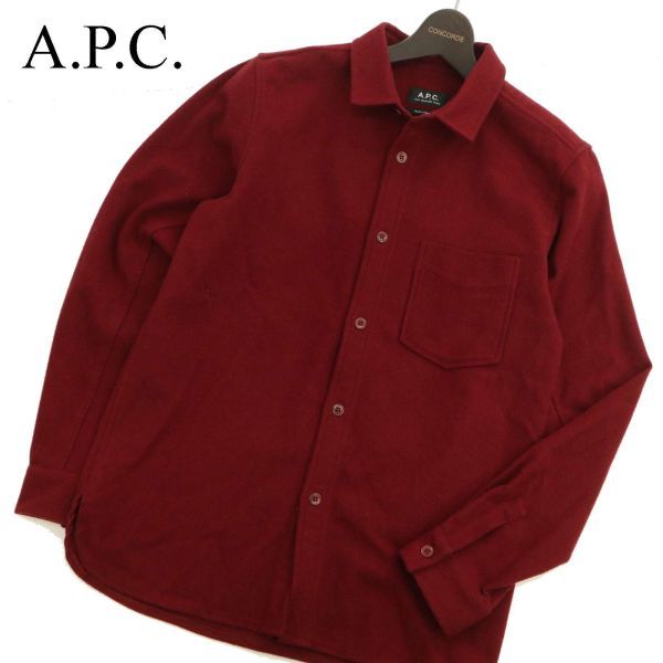 A.P.C. アーペーセー 秋冬 ウール★ 長袖 フリース シャツ Sz.XS　メンズ 赤 APC　C3T10951_B#B_画像1