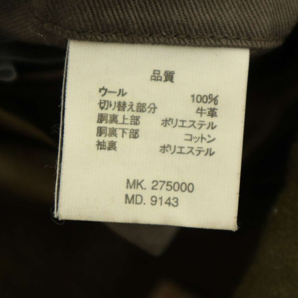 R.NEWBOLD ポールスミス 秋冬 牛革 カウ レザー切替★ トグル釦 ウール100％ ダッフル風 ジャケット Sz.L　メンズ カーキ　C3T10954_B#N_画像6