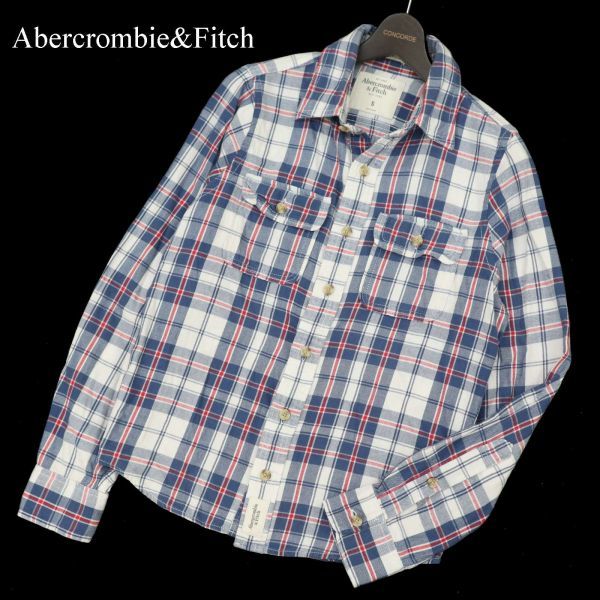 Abercrombie&Fitch アバクロンビー＆フィッチ 秋冬★ 長袖 ワーク チェック ソフト ネル シャツ Sz.S　メンズ　C3T11192_C#B_画像1