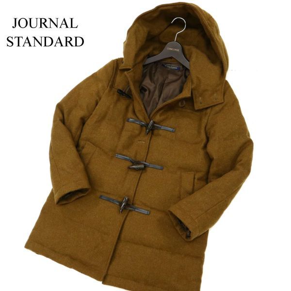 JOURNAL STANDARD ジャーナルスタンダード 秋冬 ウール★ ツイード ダウン ダッフル コート Sz.M　メンズ キャメル　C3T11223_C#N_画像1