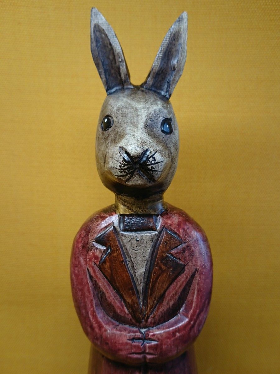 人形　ウサギ　オブジェ　置物　インテリア　工芸品　美術品　A2754