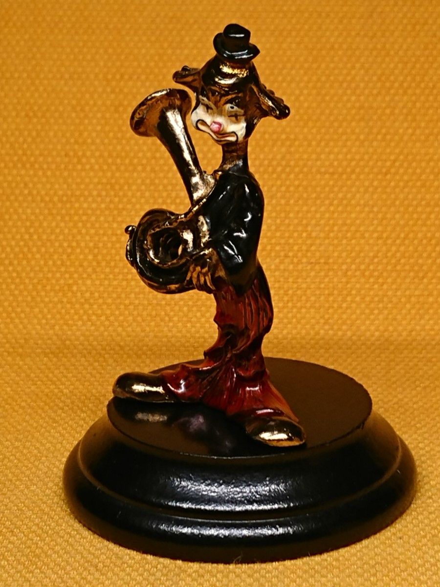 ピエロ　人形　金属　彫像　オブジェ　置物　インテリア　工芸品　美術品　A2702