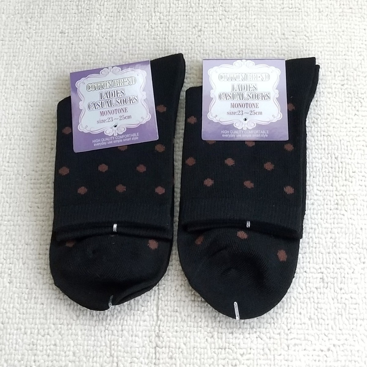 * бесплатная доставка *[ новый товар ] женский носки носки Monotone стиль полька-дот рисунок 5 пар комплект 23-25cm