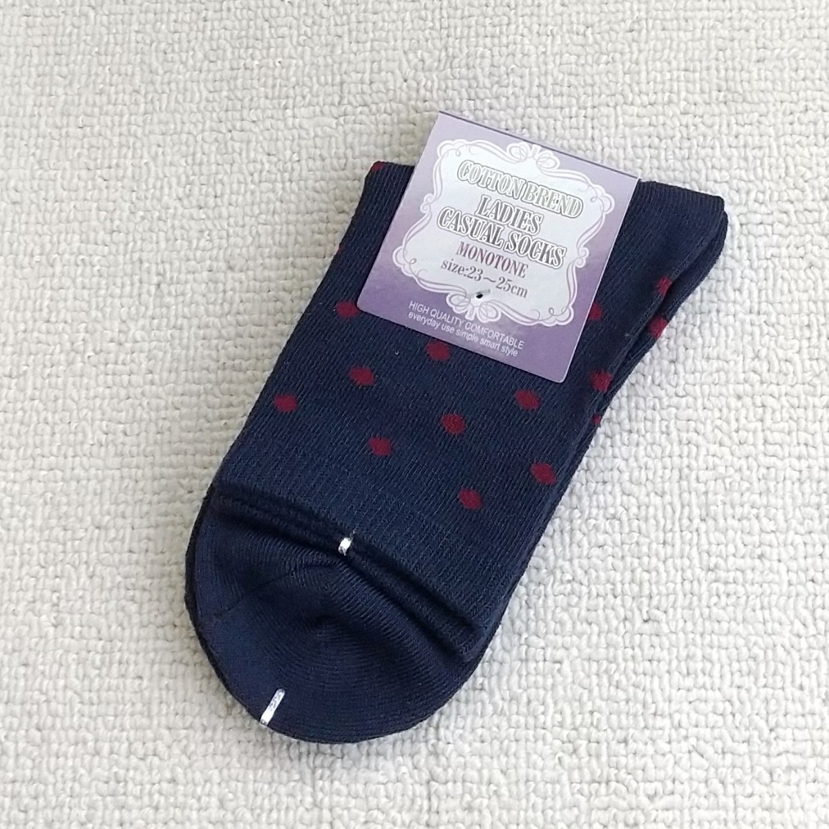 * бесплатная доставка *[ новый товар ] женский носки носки Monotone стиль полька-дот рисунок 5 пар комплект 23-25cm