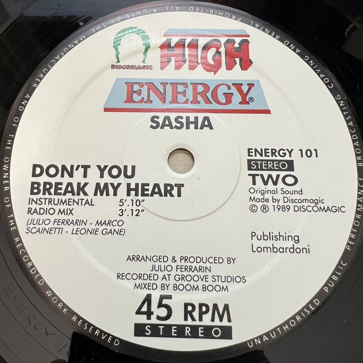 Sasha / Don't You Break My Heart レコード ITALY盤 High Energy_画像4