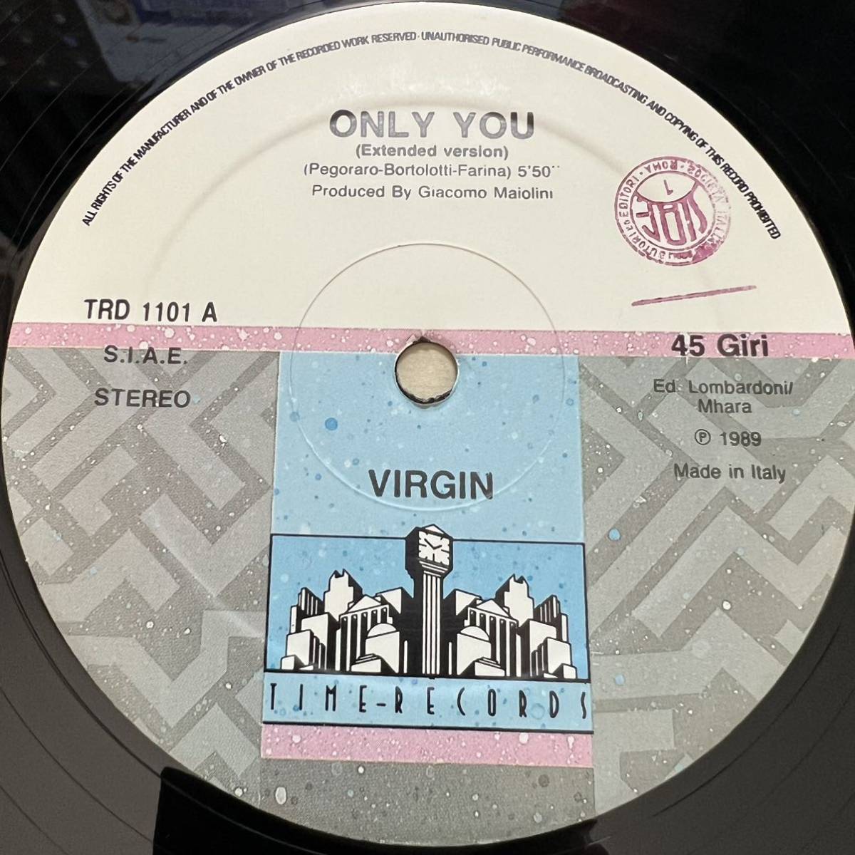 Virgin / Only You レコード ITALY盤 Time Records_画像3