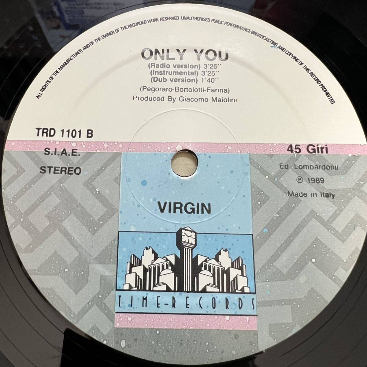 Virgin / Only You レコード ITALY盤 Time Records_画像4