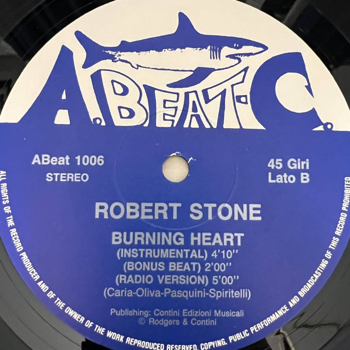 Robert Stone / Burning Heart レコード ITALY盤 A.Beat.C_画像4