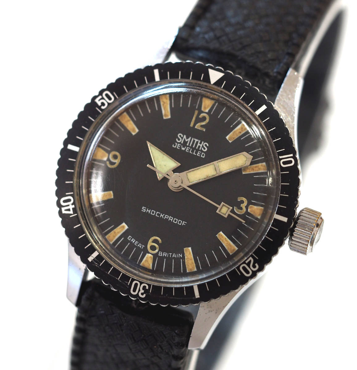 整備済み 稼働 英国 SMITHS ダイバーズウォッチ 機械式手巻き 1960年代 腕時計 イギリス スミス 新品ベルト Divers Watch  Cal.512 ダイバー