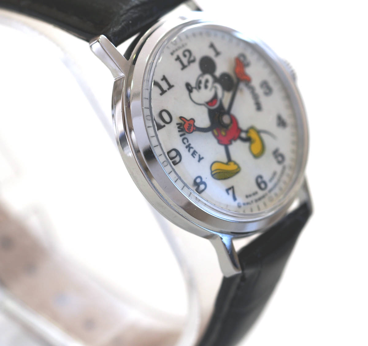 希少 整備済 稼働 ミッキーマウス 1970年代 BRADLEY 機械式手巻き 腕時計 ベルト新品 ディズニー ブラッドレイ ブラッドリー パイアイ レア_画像4