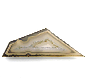 三角メノウ 34.41ct 裸石 ルース 珍しい三角のレースメノウ 52年前に入手 ブラジル産 瑞浪鉱物展示館 5004