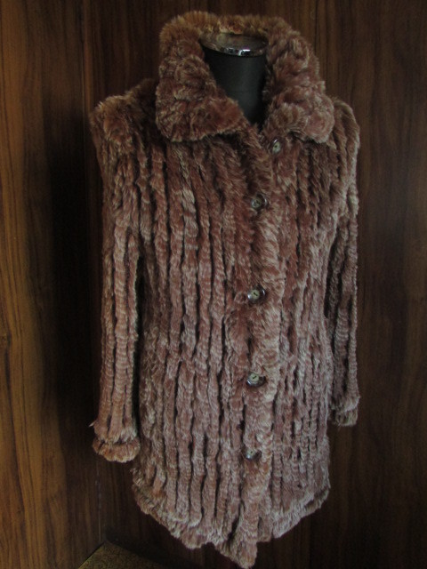 69 men's fur rabbit fur knitting jacket coat mocha Brown tea free size F B\'2nd EXILE man oriented free shipping 
