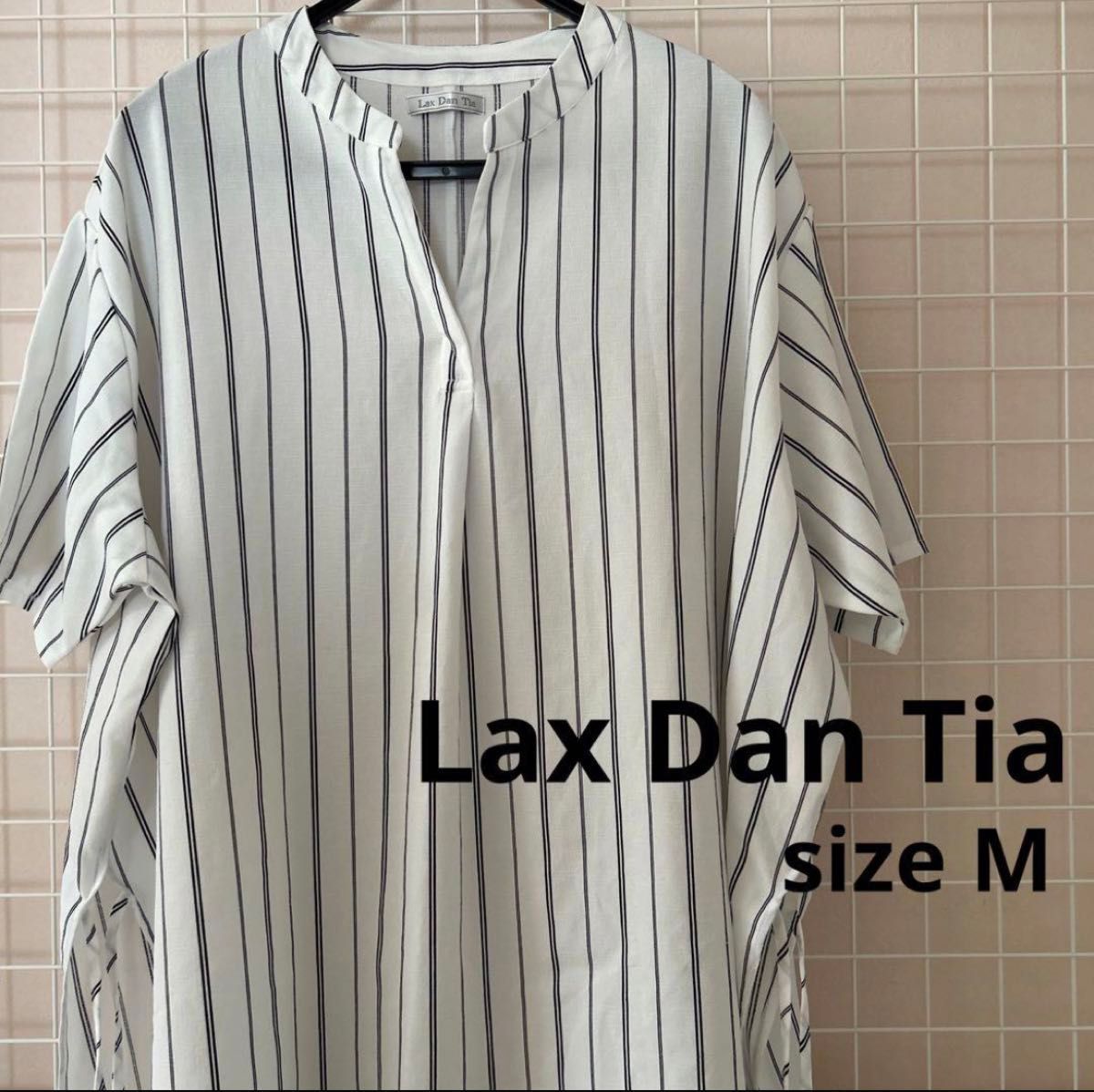 Lax Dan Tia 大きめシャツ M サイドスリット ストライプ　春　Spring